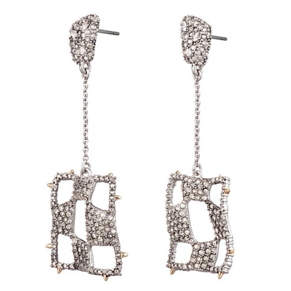 Alexis Bittar Silver Crystal Drop Grid Earrings - Picture 2 of 3